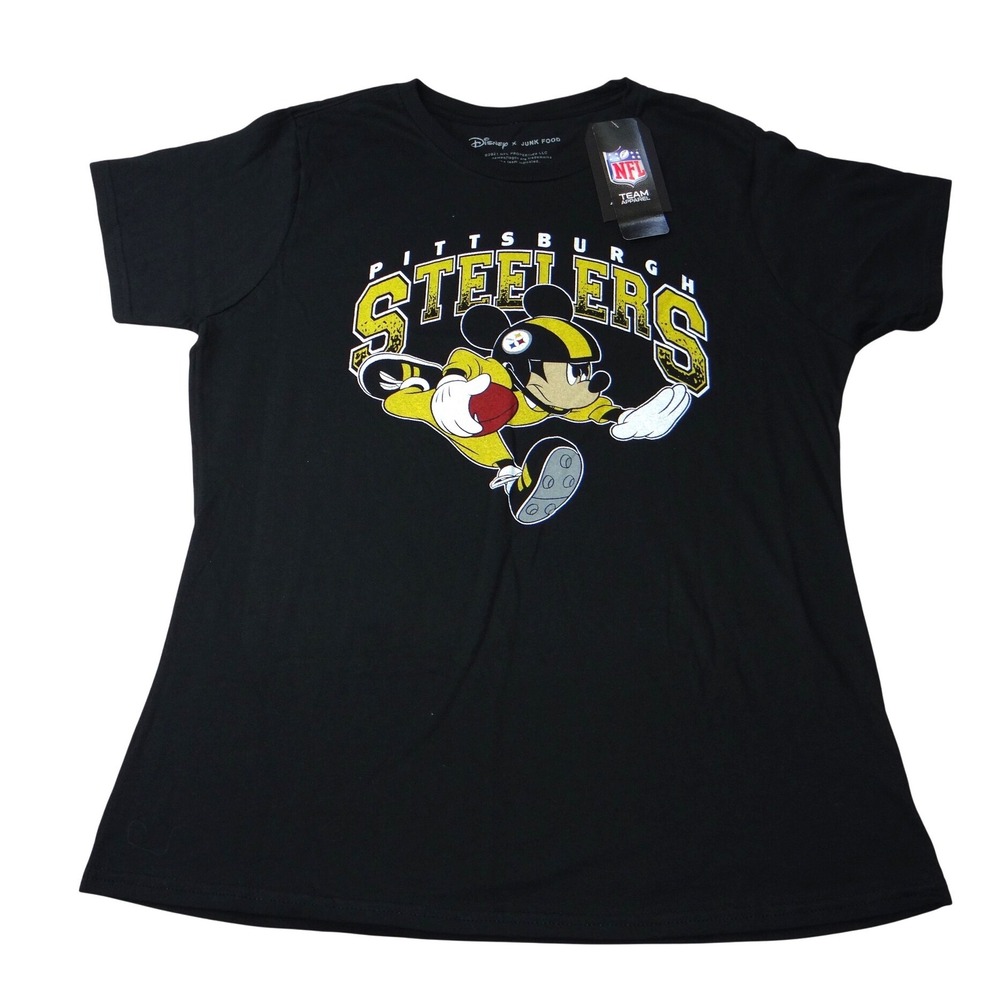 NWT-Disney Junk Food‎ Pittsburgh Steelers Mickey Mouse NFL Football Womens L